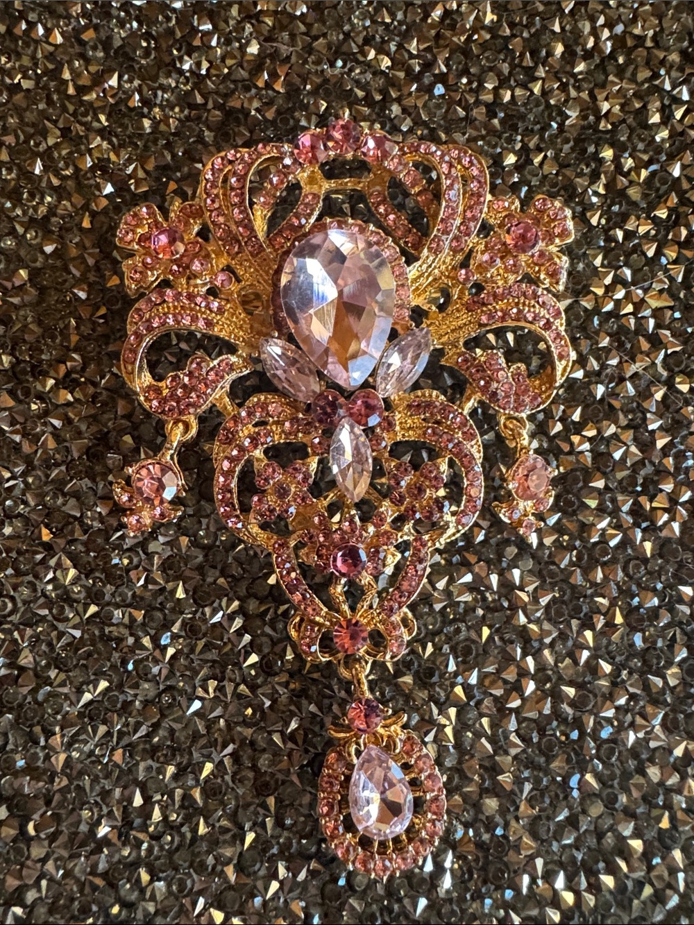 Stunning PALE pink Crystal Pin, Multicolor Crystals, New, Designed by Aratta